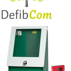 DefibCab Schutzschrank Außenbereich mit DefibCom und Zylinderschloß (Inkl. Notschlüsselkaste)