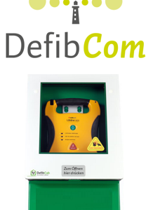 DefibCab Schutzschrank Außenbereich mit DefibCom unverriegelt