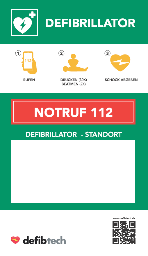 Defibrillator Notfalltafel inkl. Standortangabe