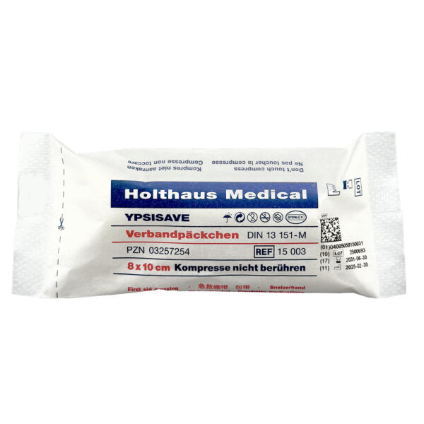 YPSISAVE Verbandpäckchen – elastische Fixierbinde mit Vlieskompresse, steril Größe M 8 x 10 cm