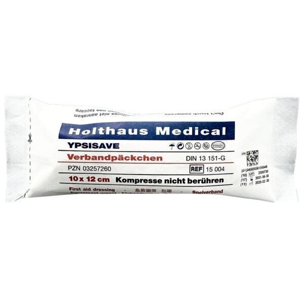 YPSISAVE Verbandpäckchen – elastische Fixierbinde mit Vlieskompresse, steril Größe G 10 x 12 cm