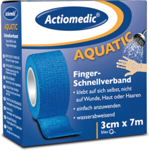 ACTIOMEDIC AQUATIC Schnellverband, blau, 3 cm x 7 m, selbsthaftend