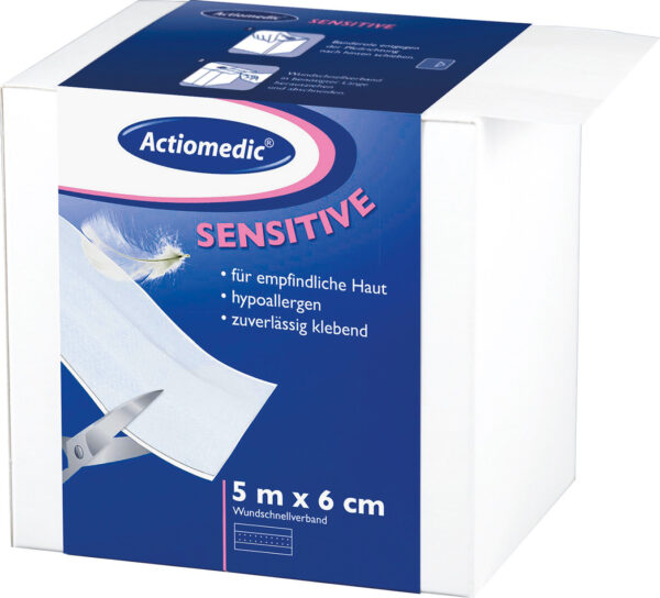 ACTIOMEDIC SENSITIVE Wundschnellverband, 5 m x 6 cm, MHD: 08/2026