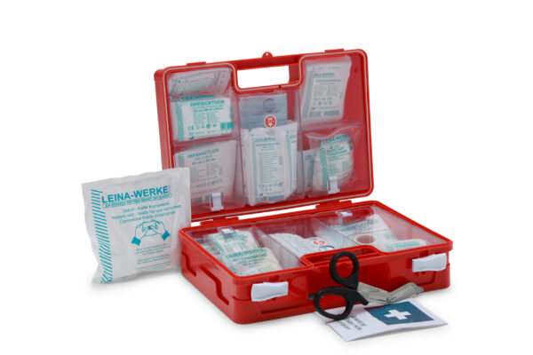 San Betriebsverbandkasten – DIN 13169 – Verbandkasten Orange ohne Druck