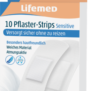 Lifemed® Pflaster-Strips „Sensitive“ – weiß, hautfreundlich (10 Stück, 2 Größen)