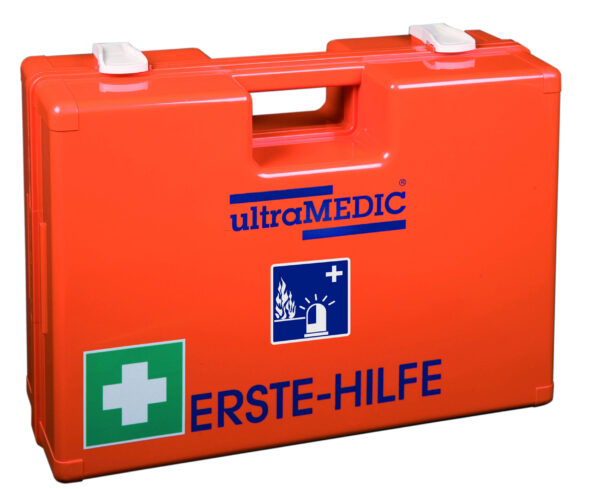 Erste-Hilfe-Koffer ultraBOX RESCUE & FIRE mit Wandhalterung, Füllung DIN 14142:2025-03