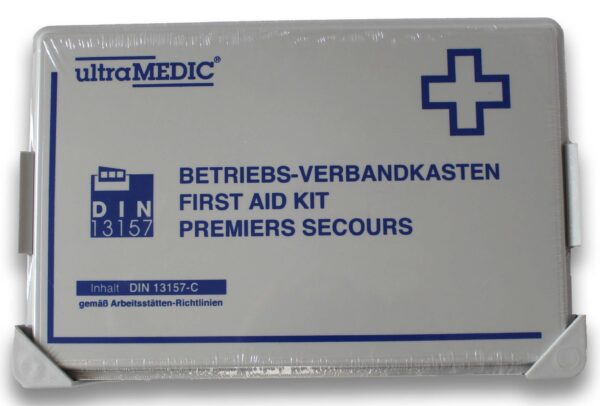 Betriebsverbandkasten ultraWORKS II mit Wandhalterung, Füllung DIN 13157:2021