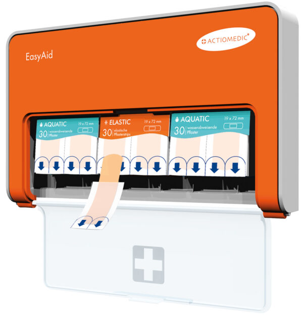 EasyAid Pflasterspender mit Füllung Standard I – Wandspender inkl. 90 Pflasterstrips