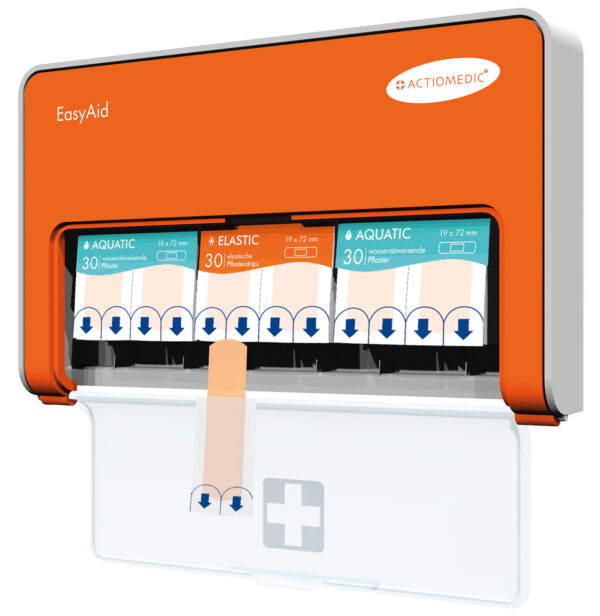 EasyAid Pflasterspender mit Füllung Standard I – Wandspender inkl. 90 Pflasterstrips