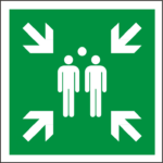 Rettungsschild Sammelstelle nach ISO 7010 – 200 x 200 mm – Selbstklebende HQ-Folie